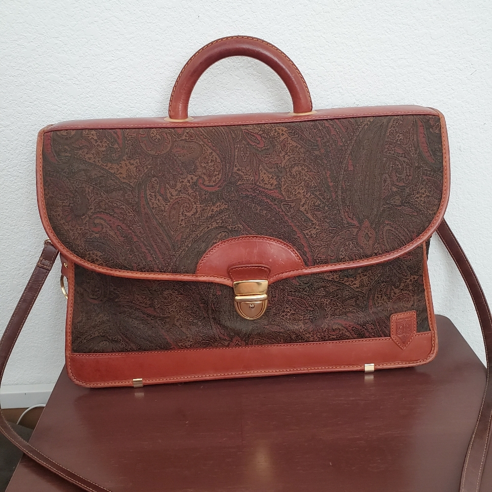 Lombardo Leather and Fabric  Breifcase Vintage.